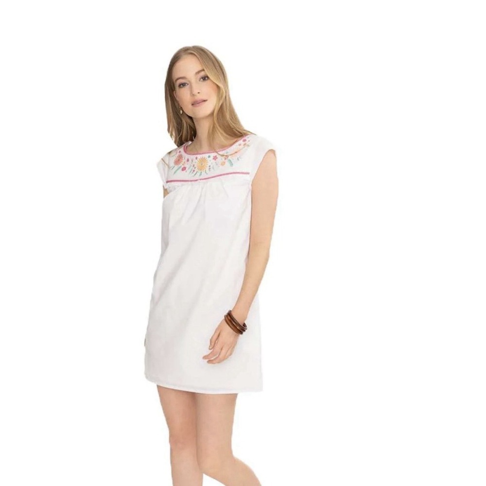 Southern Tide Sadie White Seersucker Embroidered Shift Dress 6 NWT Cotton
